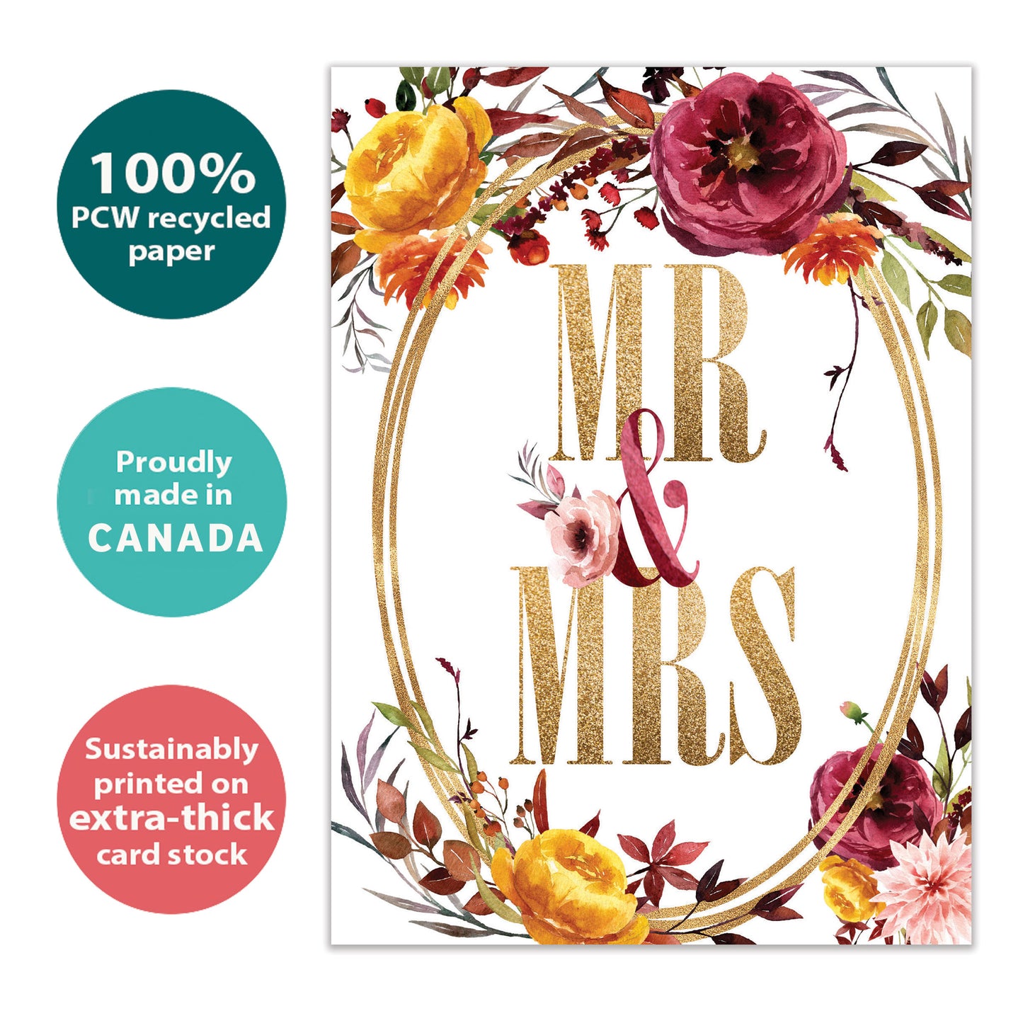 Gold Mr. And Mrs. Wedding Card