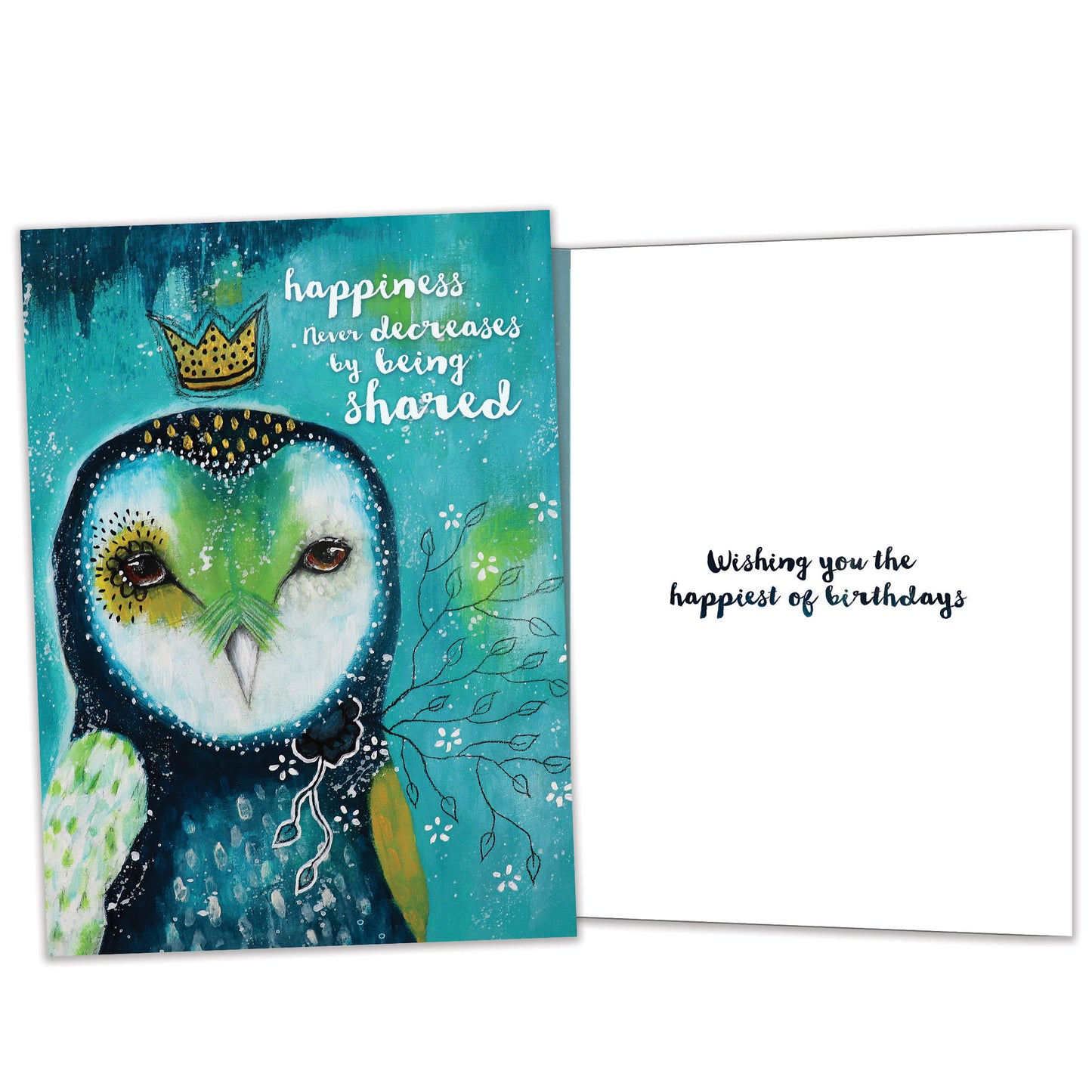 Happiness Owl Crown Birthday Card