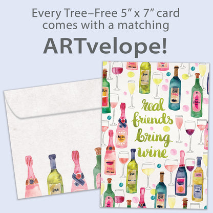 Friends Bring Wine Birthday Card
