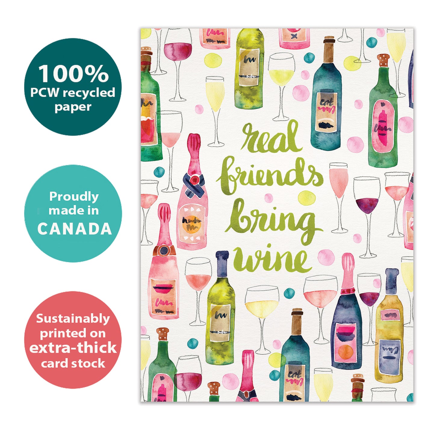 Friends Bring Wine Birthday Card