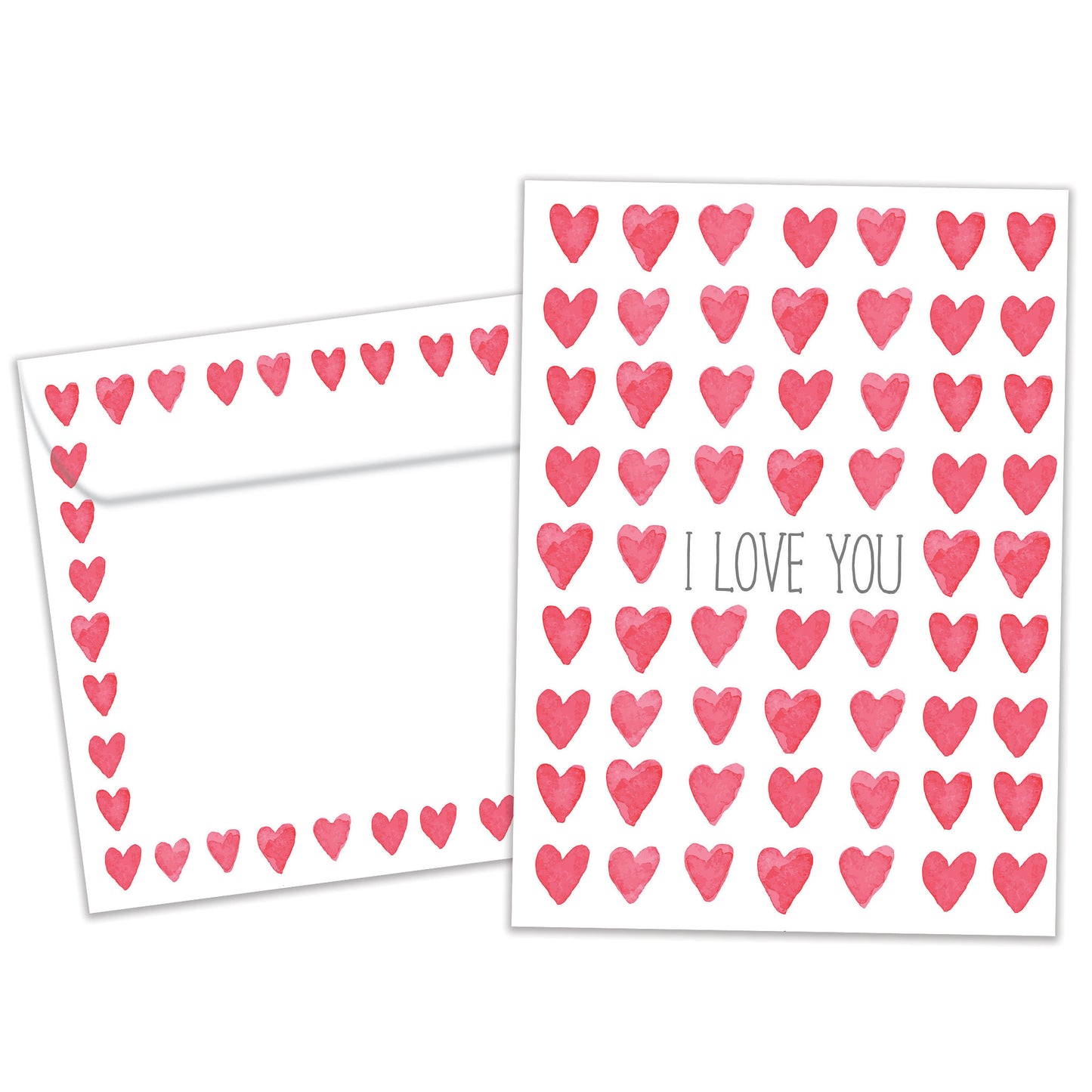Watercolor Hearts Valentine’s Day Card