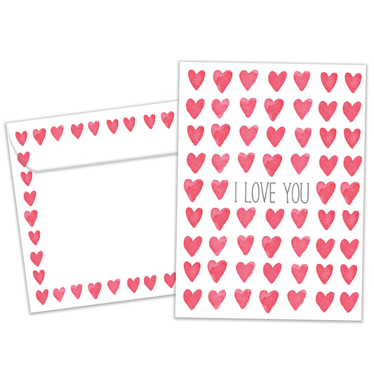 Watercolor Hearts Valentine’s Day Card