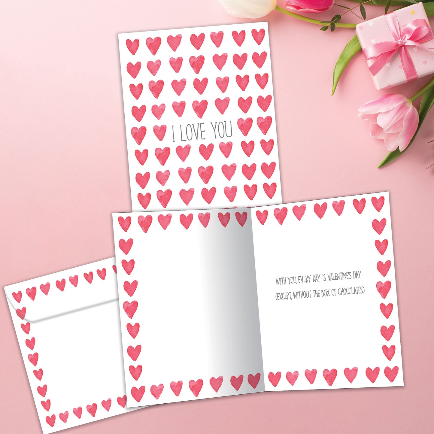 Watercolor Hearts Valentine’s Day Card