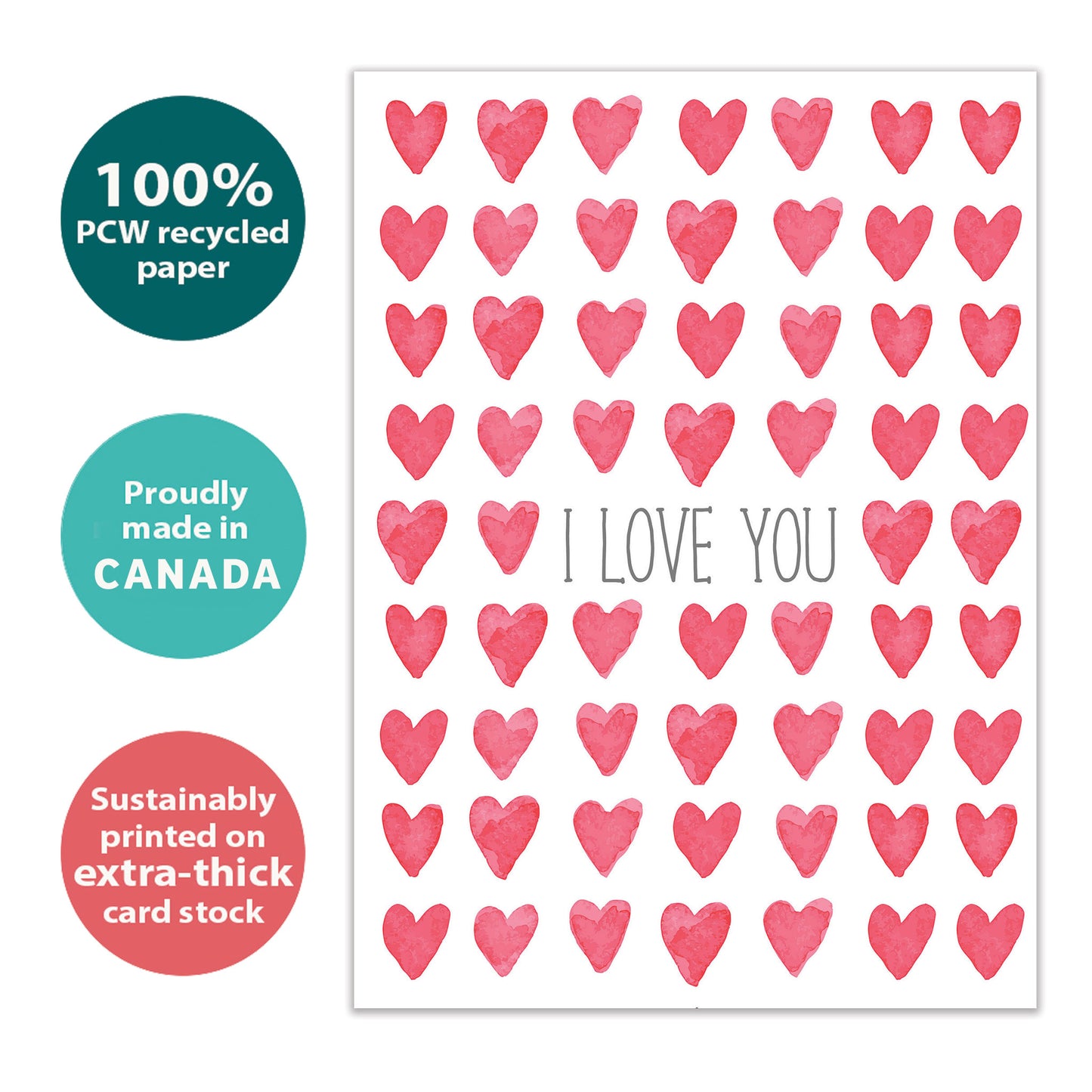 Watercolor Hearts Valentine’s Day Card