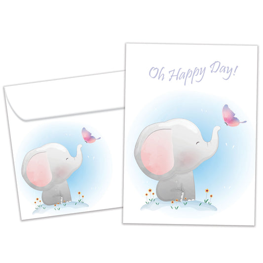 Happy Day Elephant New Baby Card