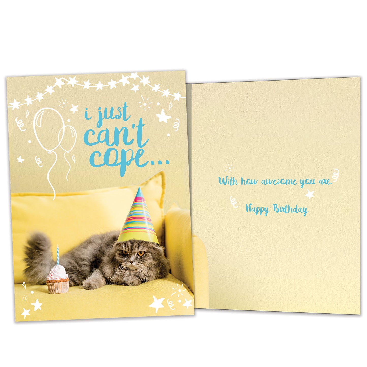 Can't Cope Cat Birthday Card