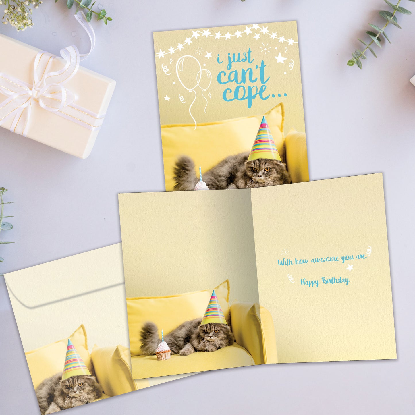 Can't Cope Cat Birthday Card