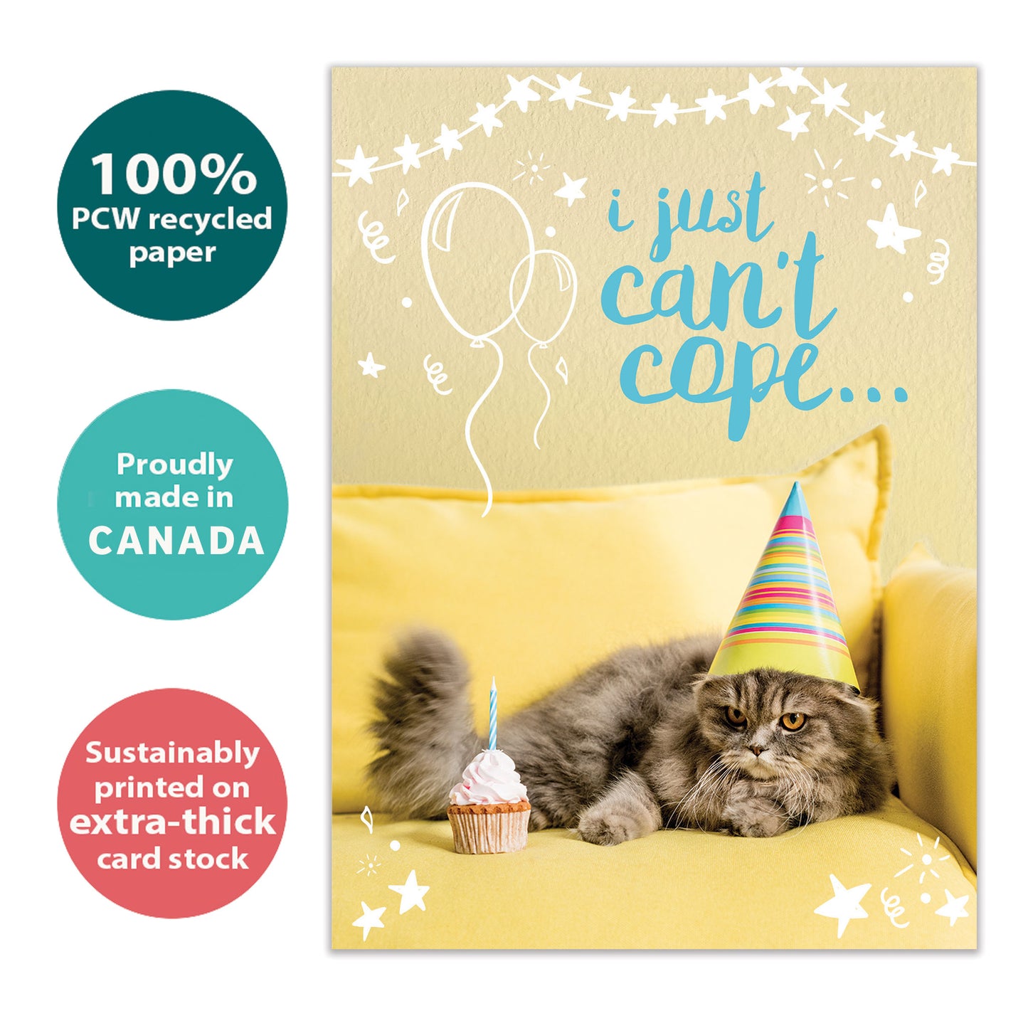 Can't Cope Cat Birthday Card