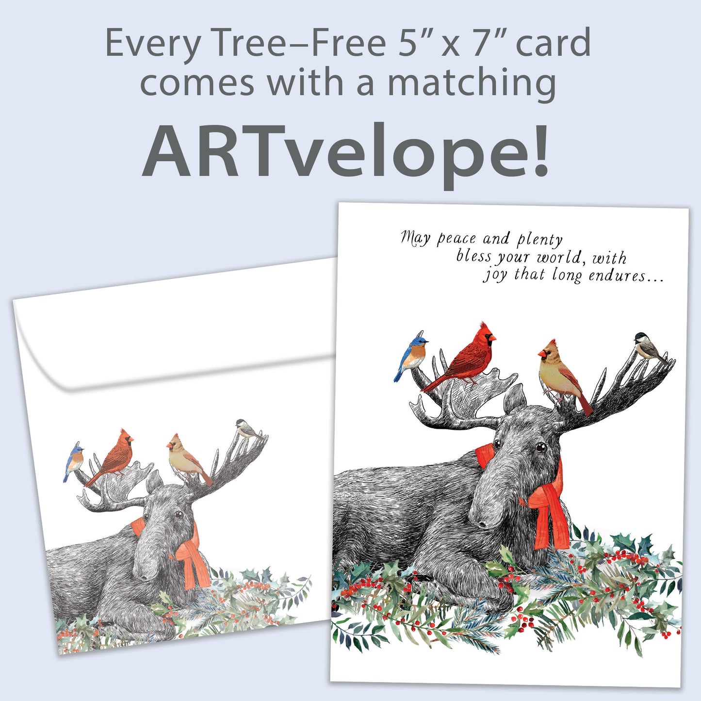 Boho Moose Blessings Christmas Card
