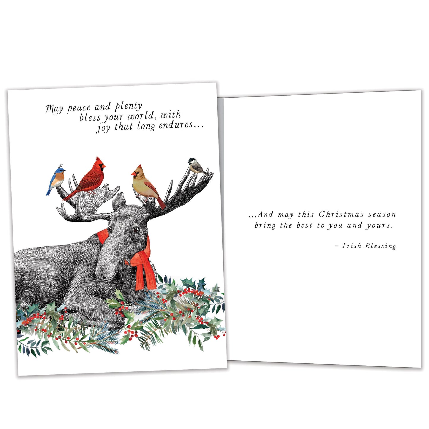 Boho Moose Blessings Christmas Card