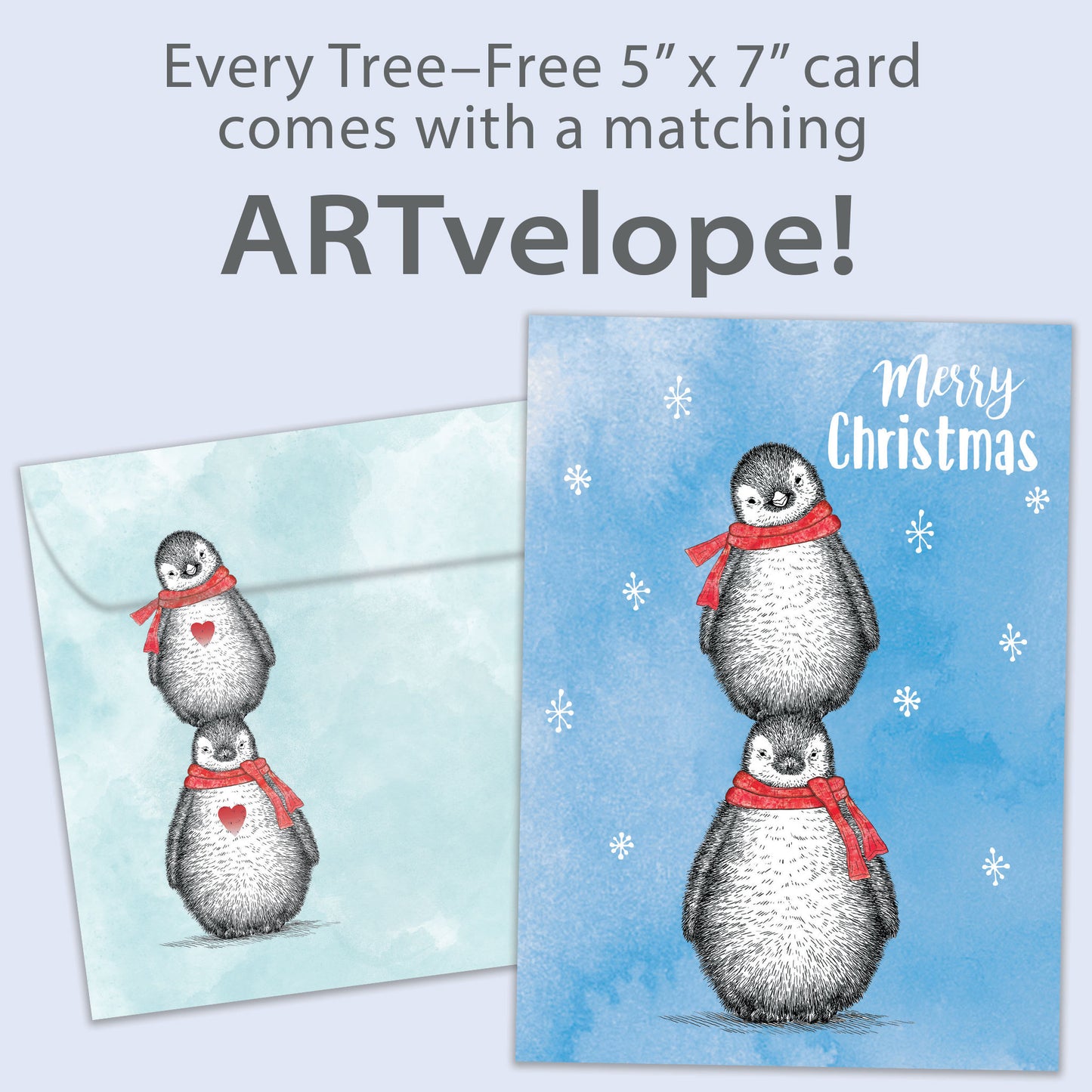 Boho Christmas Penguins Holiday Card
