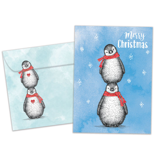 Boho Christmas Penguins Holiday Card