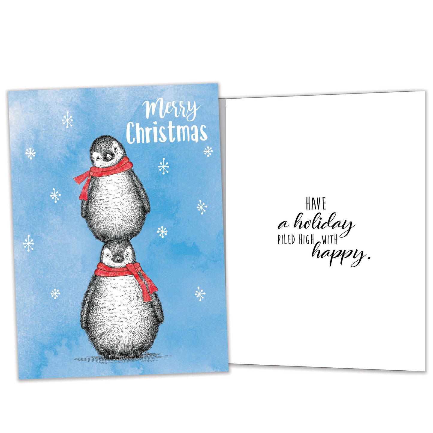 Boho Christmas Penguins Holiday Card