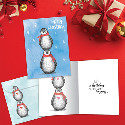 Boho Christmas Penguins Holiday Card
