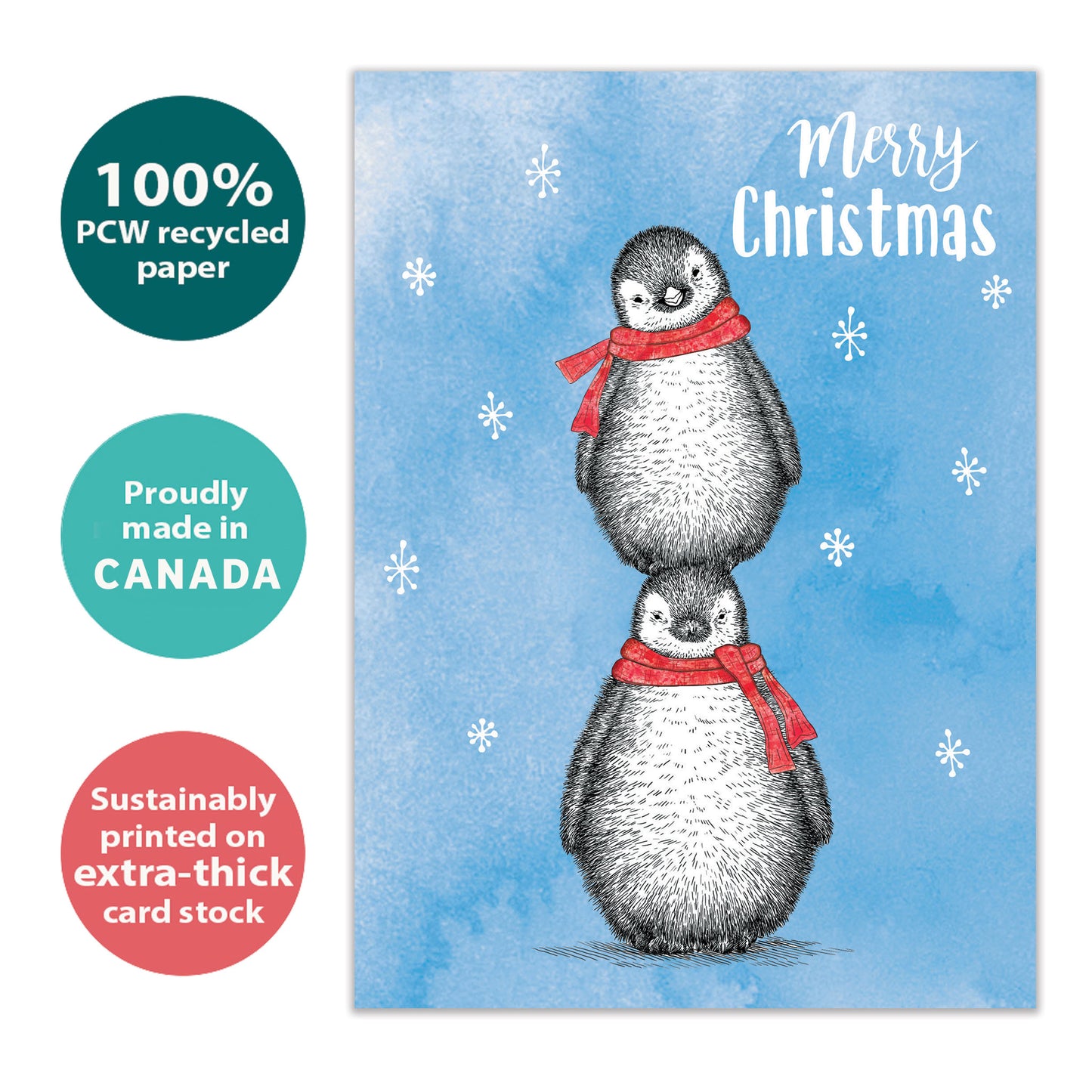 Boho Christmas Penguins Holiday Card