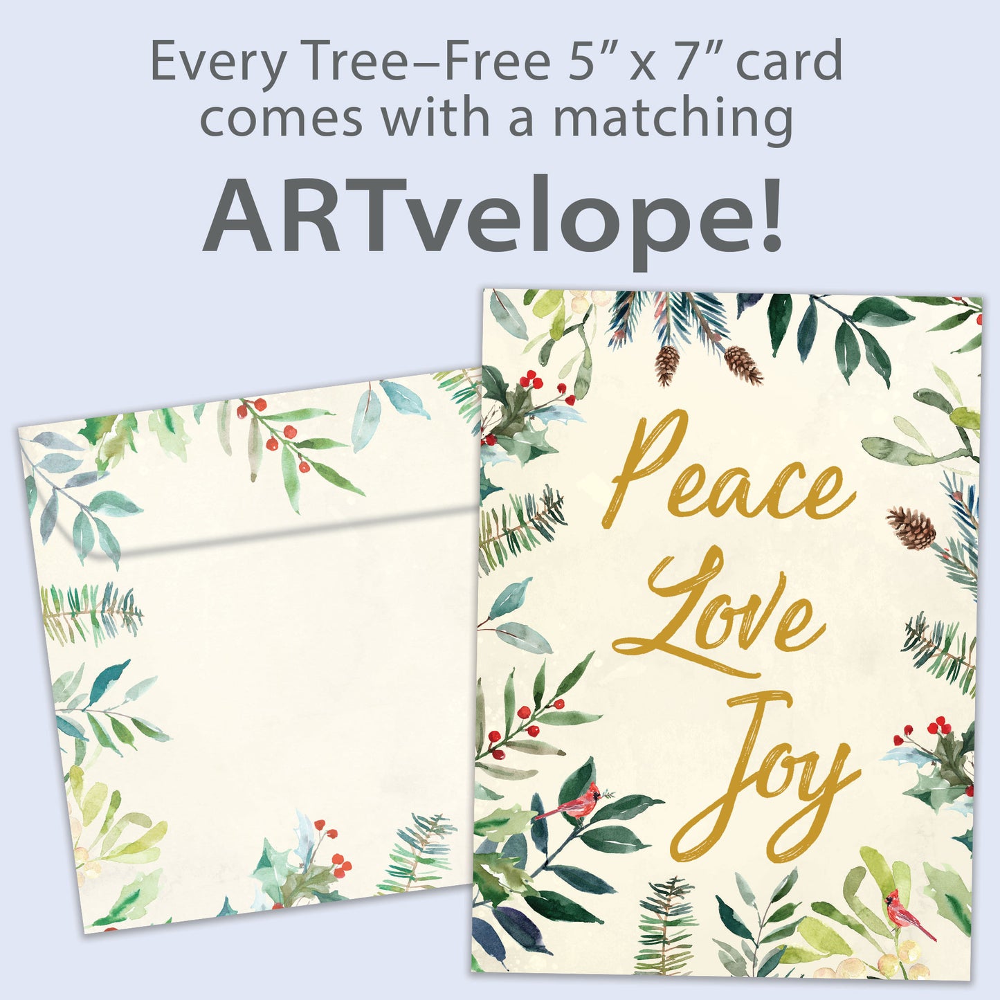 Peace Joy Watercolor Holiday Card