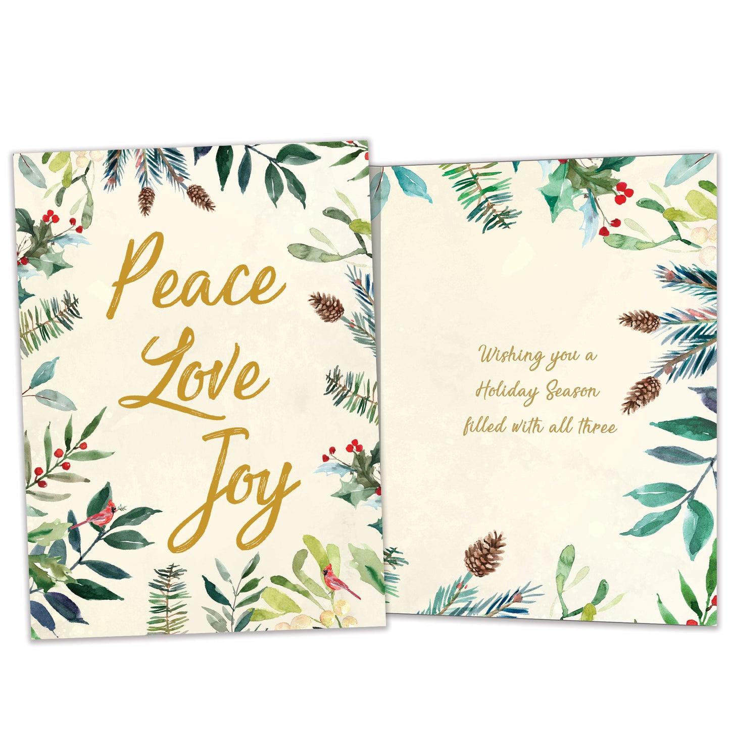 Peace Joy Watercolor Holiday Card