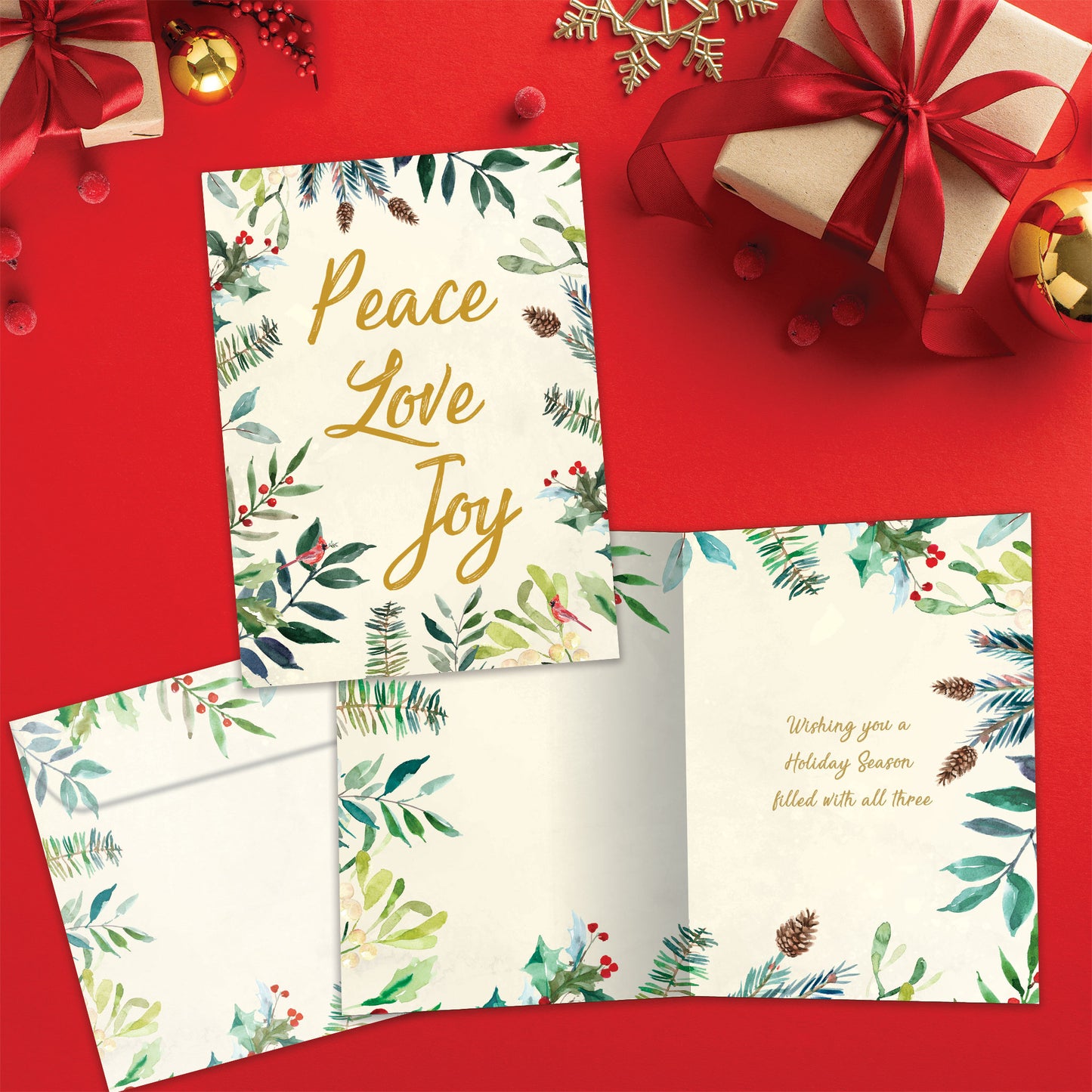 Peace Joy Watercolor Holiday Card