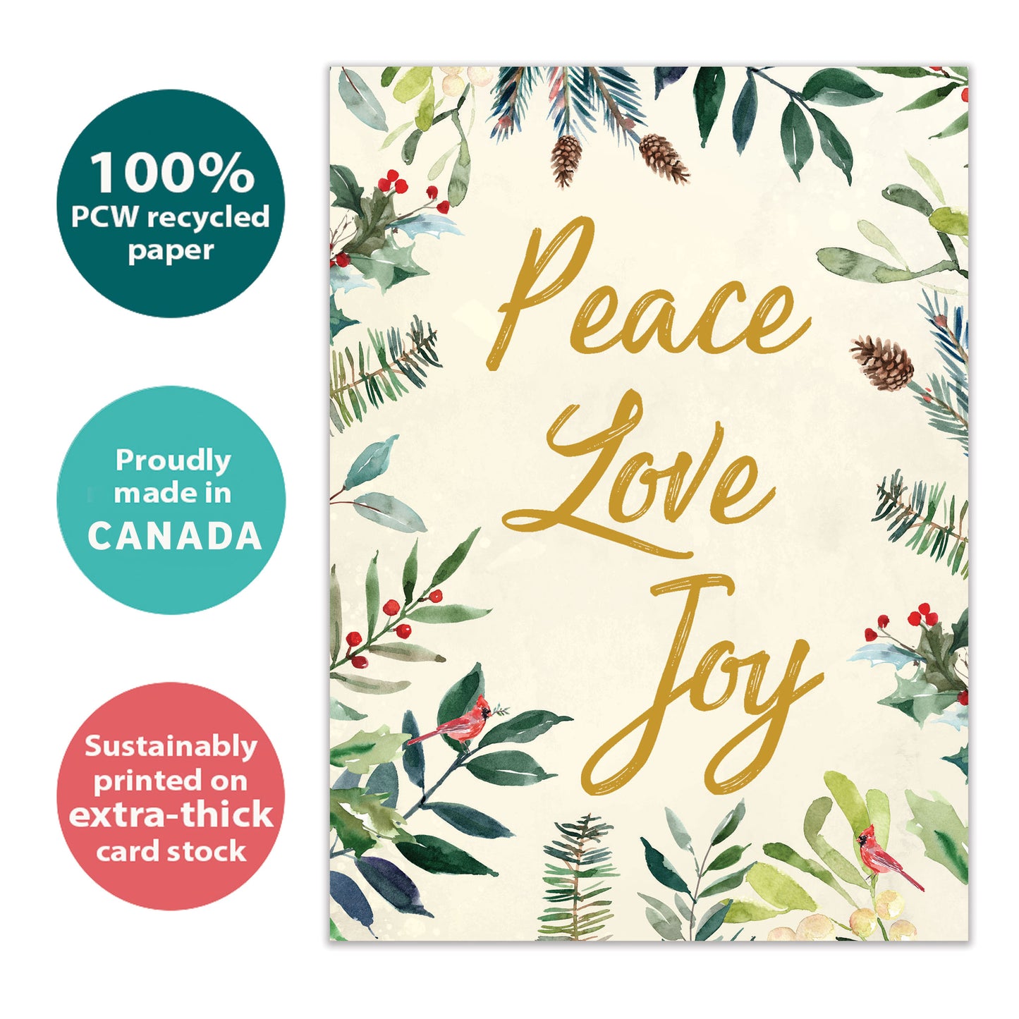 Peace Joy Watercolor Holiday Card