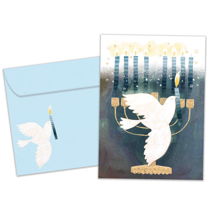 Peace Dove Menorah Hanukkah Card