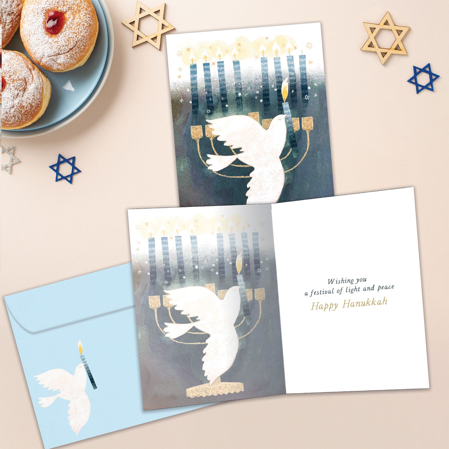 Peace Dove Menorah Hanukkah Card