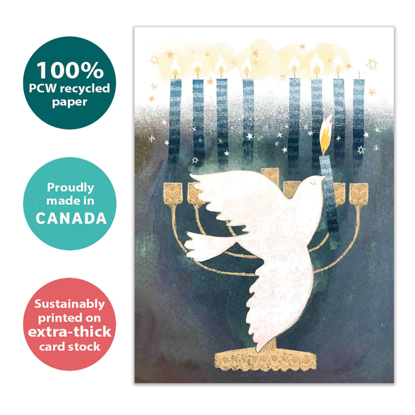 Peace Dove Menorah Hanukkah Card