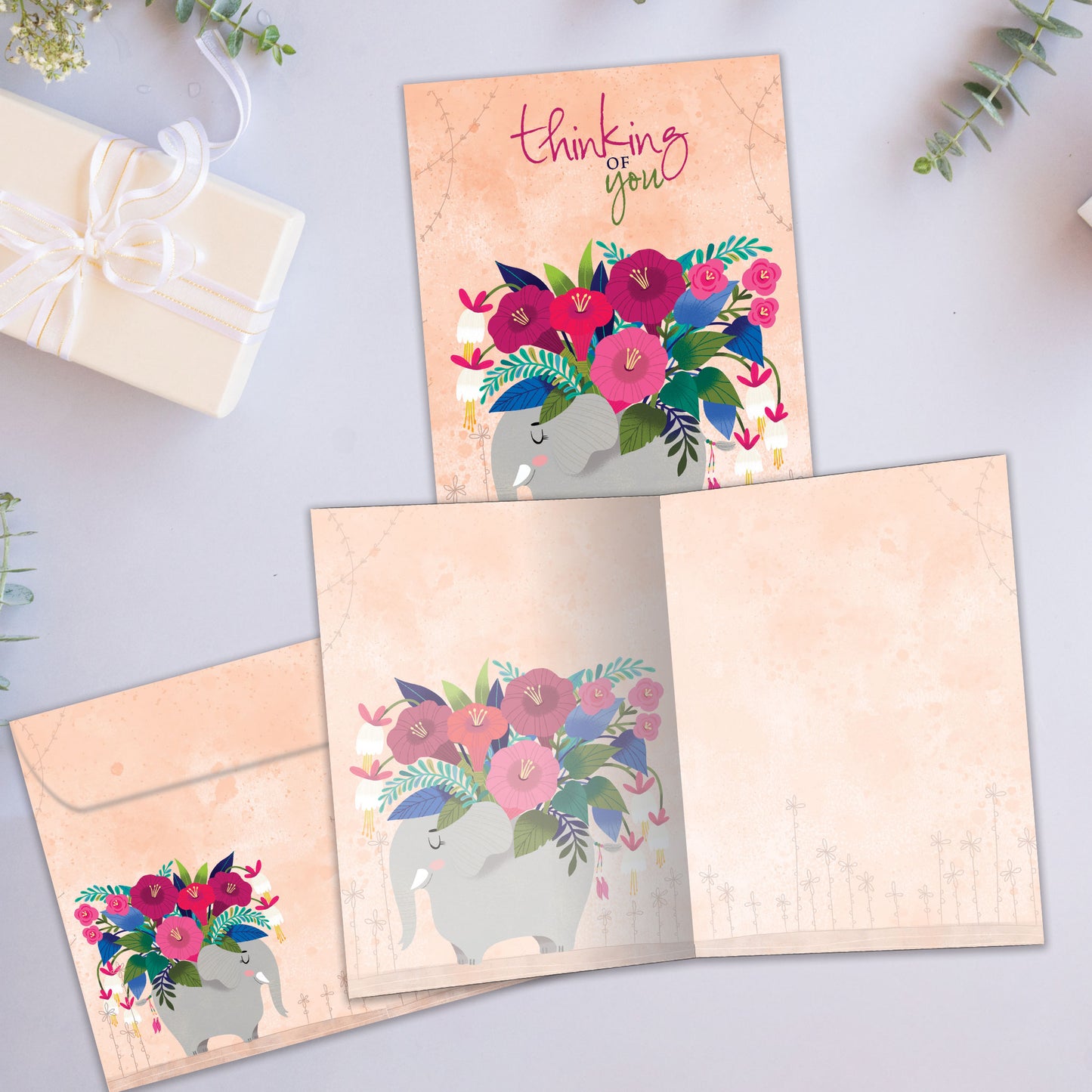 Floral Bouquet Elephant Encouragement Card