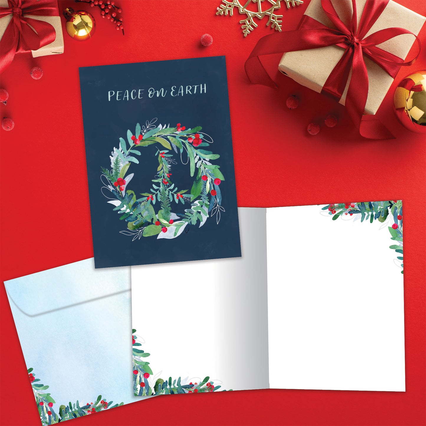Peace On Earth Wreath Holiday Card