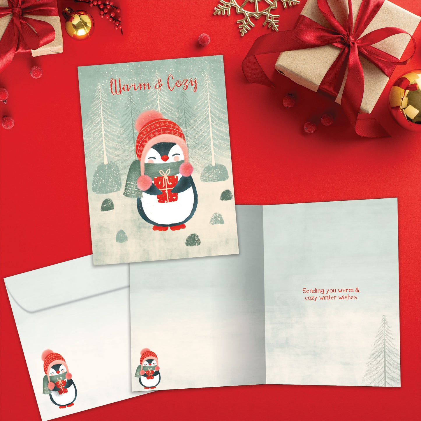 Cozy Penguin Holiday Card