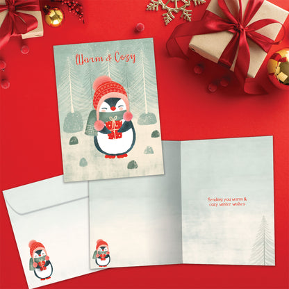 Cozy Penguin Holiday Card