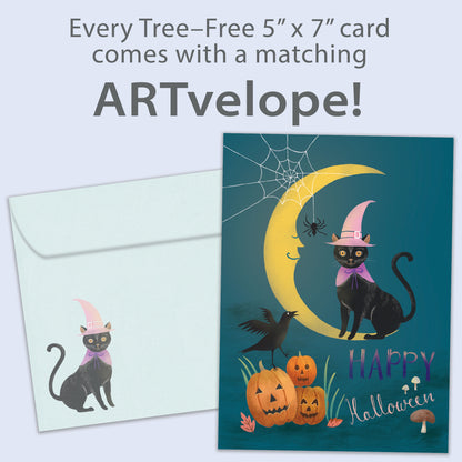Black Cat and Moon Halloween Card