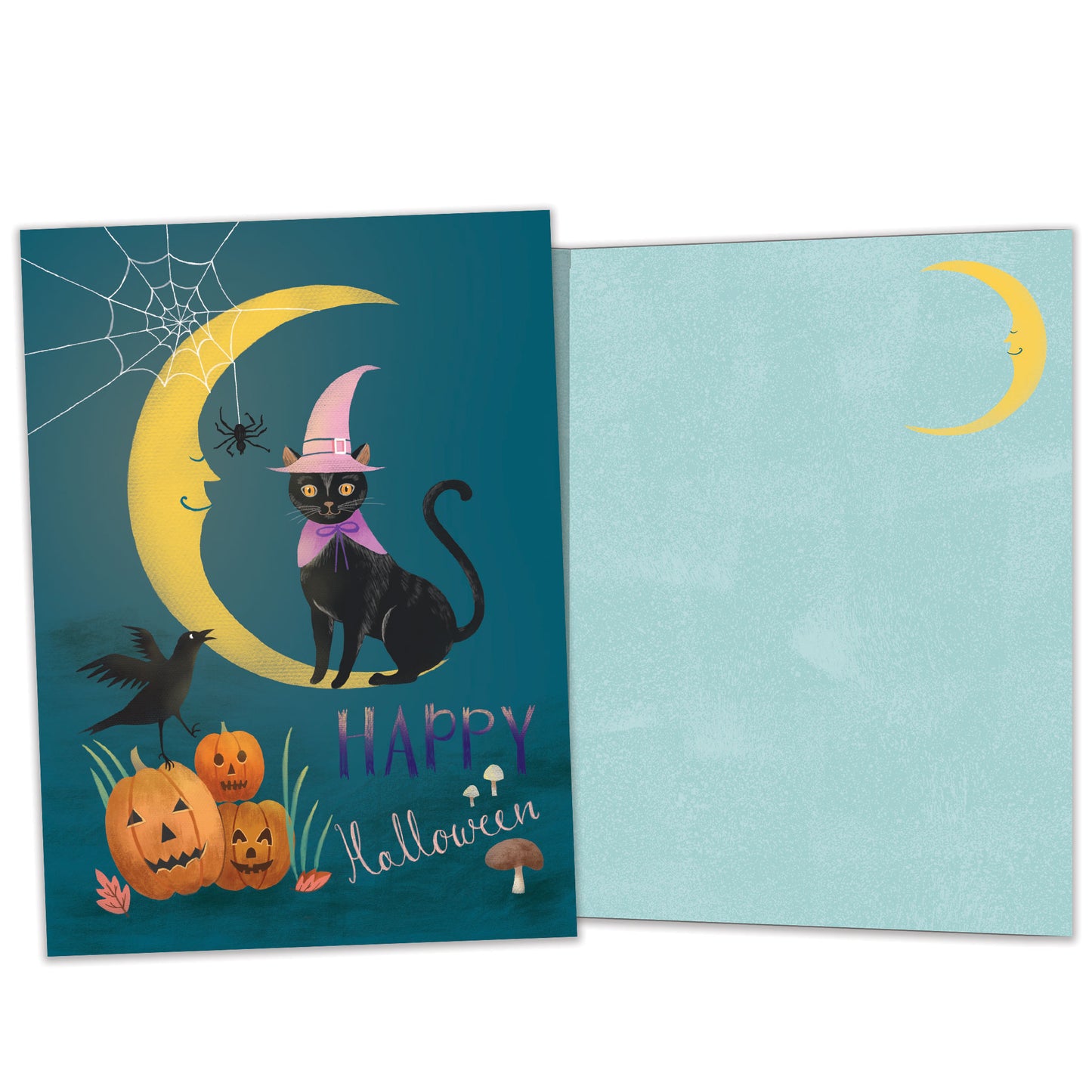 Black Cat and Moon Halloween Card