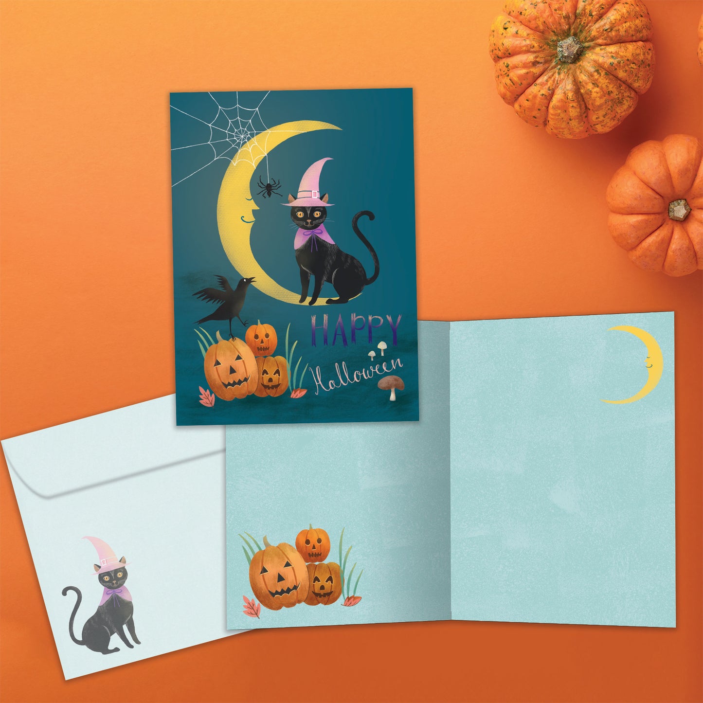 Black Cat and Moon Halloween Card
