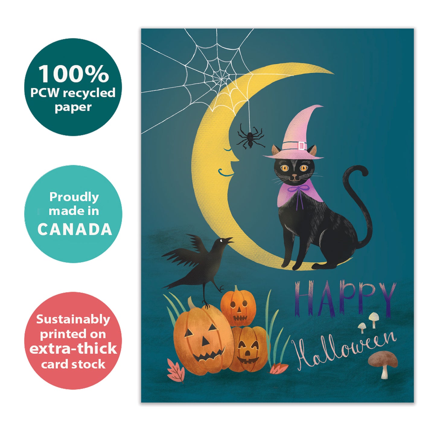 Black Cat and Moon Halloween Card