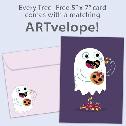 Ghost With Candy Halloween Card
