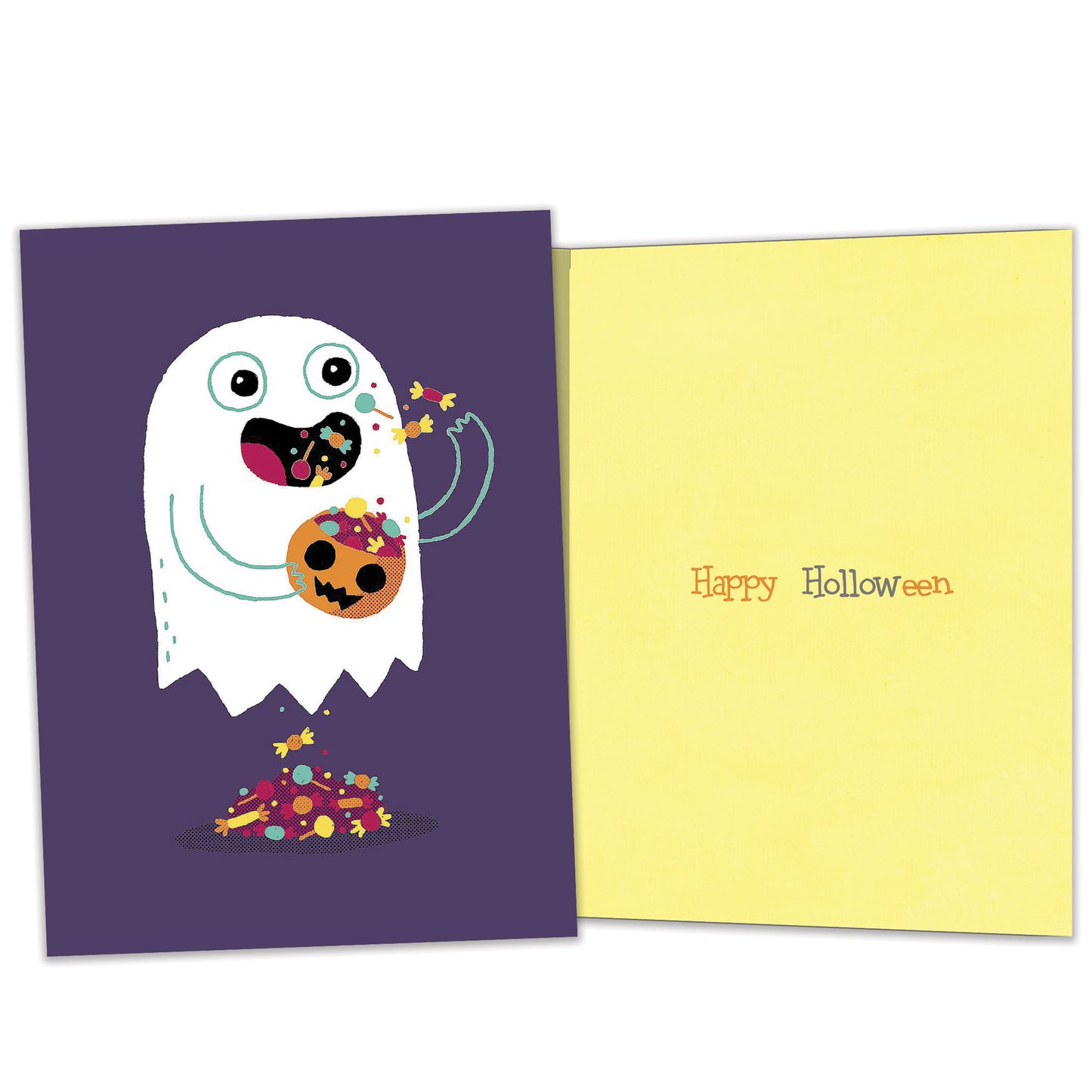 Ghost With Candy Halloween Card