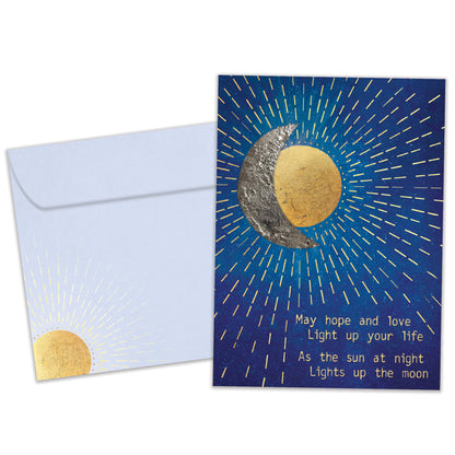 Golden Sun And Moon Solstice Card