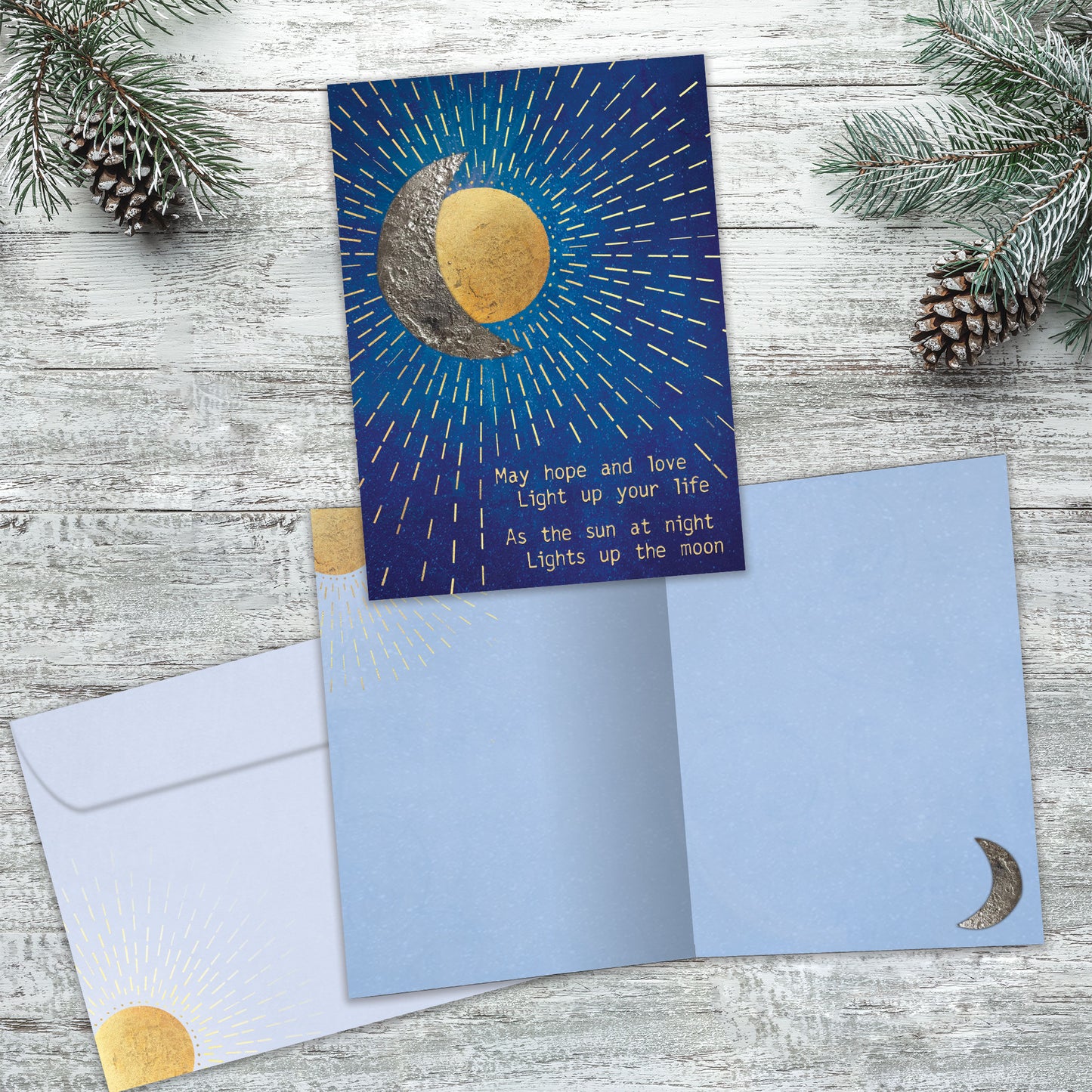 Golden Sun And Moon Solstice Card