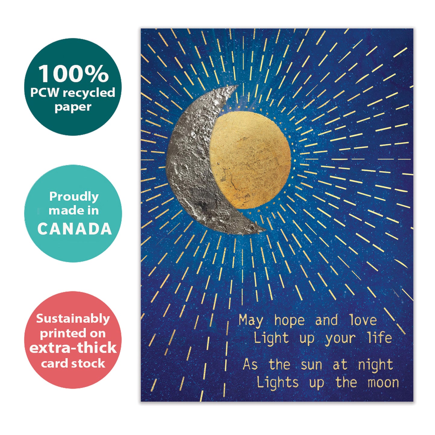Golden Sun And Moon Solstice Card