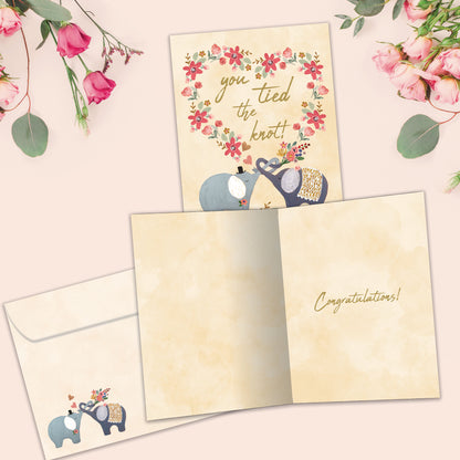 Tied The Knot Elephants Wedding Card