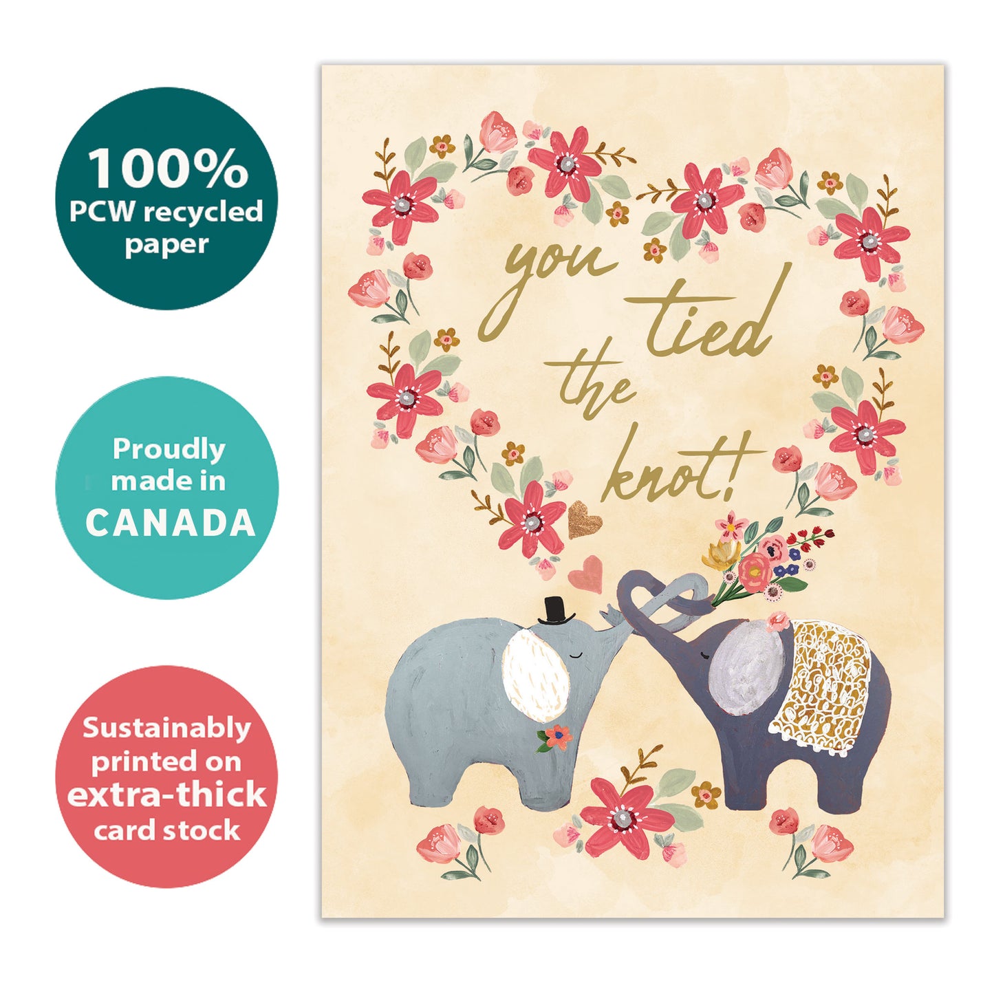 Tied The Knot Elephants Wedding Card