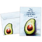 Front view of a Birthday greeting card featuring an avocado with a funny message about being ripe, with a matching envelope.