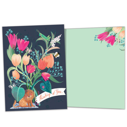 Lion Floral Bouquet Thinking of You Card