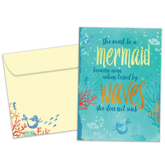 Mermaid in Waves Encouragement Card