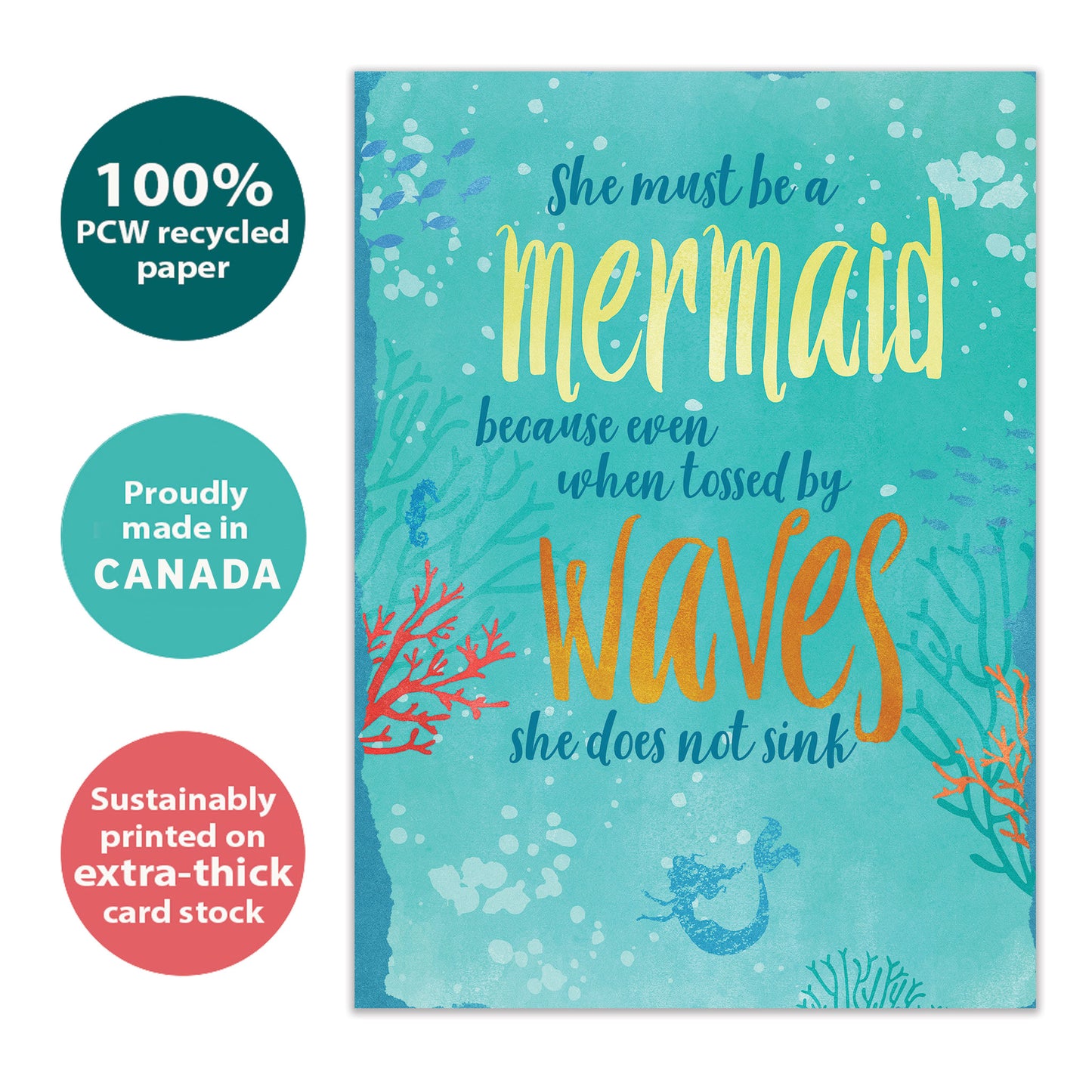 Mermaid in Waves Encouragement Card