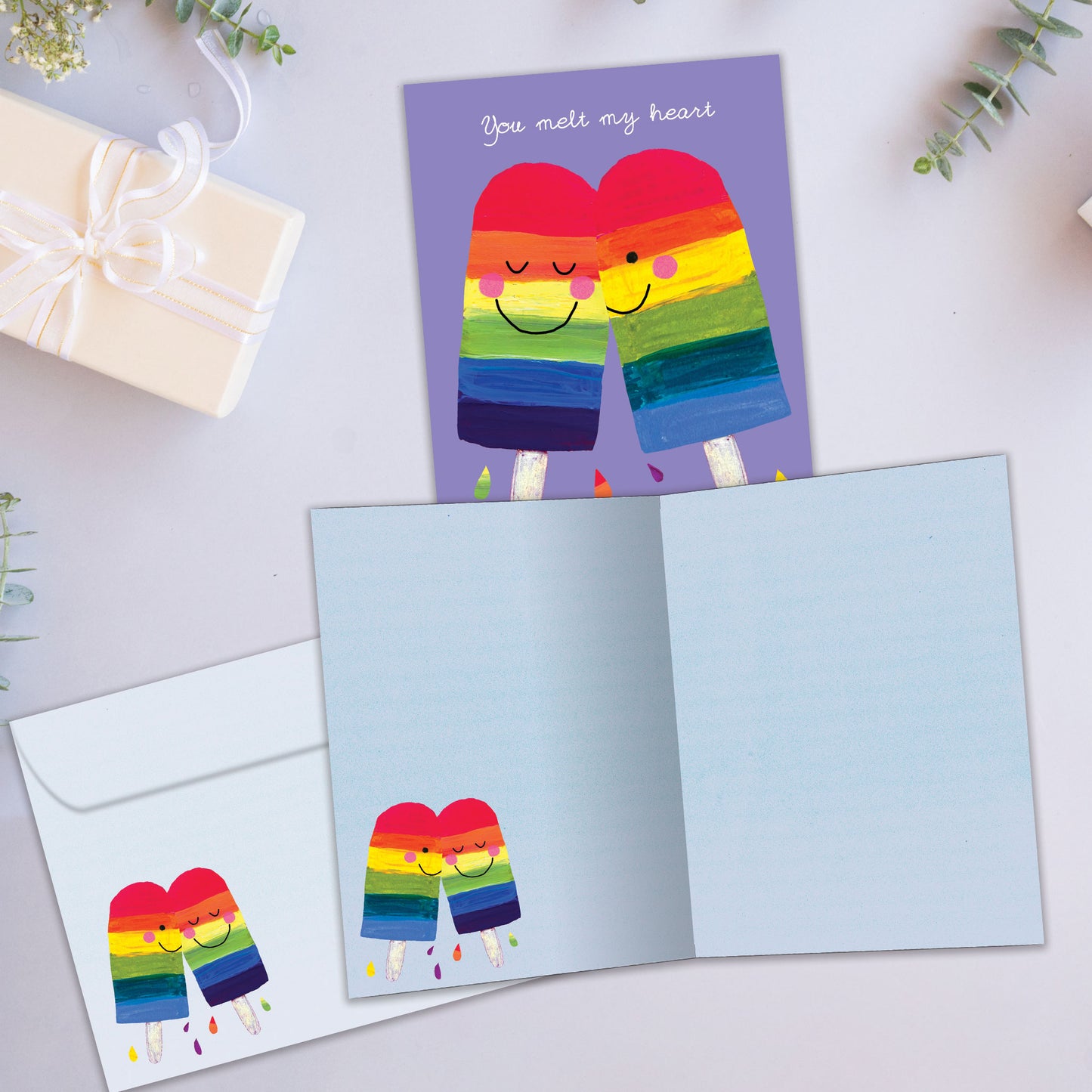 Rainbow Popsicles Love Card