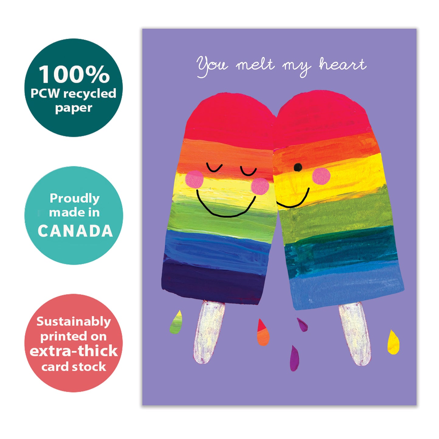 Rainbow Popsicles Love Card