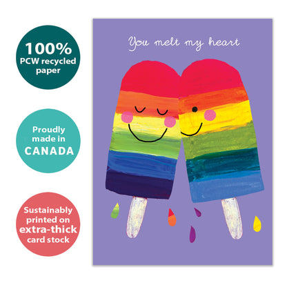 Rainbow Popsicles Love Card
