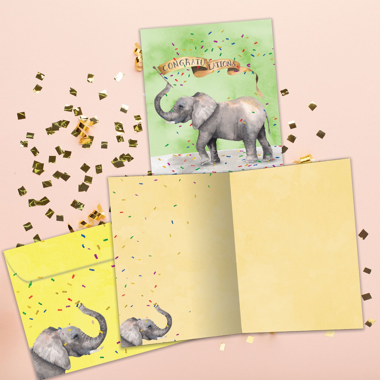 Confetti Elephant Congratulations Card