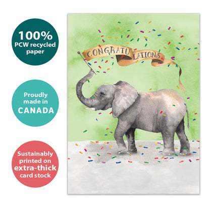 Confetti Elephant Congratulations Card